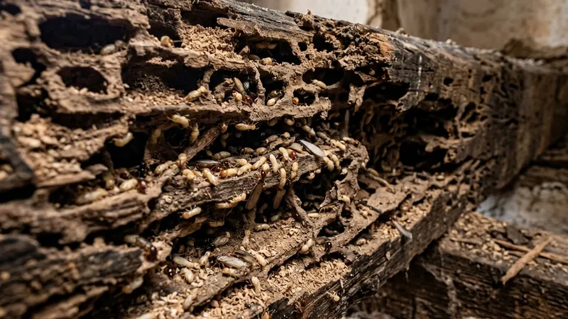 Madera con galerías de insectos xilófagos, candidata a tratamiento por anoxia