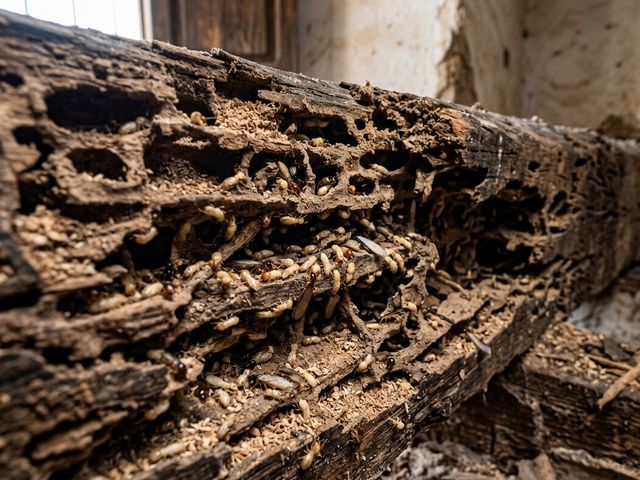 Madera con galerías profundas de insectos xilófagos