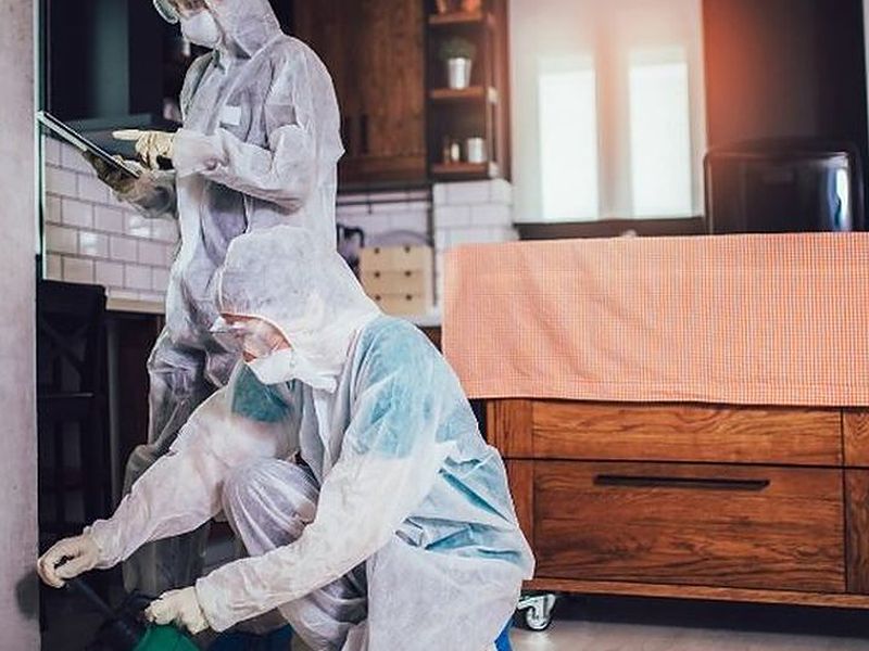 Dos técnicos con EPI valorando una vivienda antes de la desinfección por síndrome de Diógenes en Córdoba